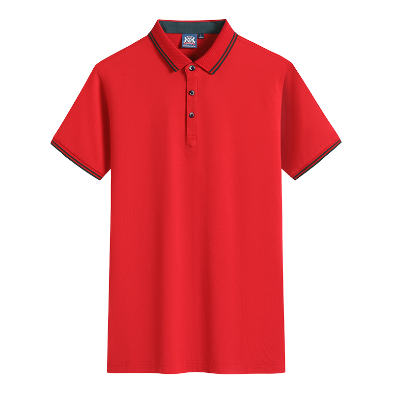 9918男款-190克40S-50%棉+50%桑蚕丝纤维｜条纹（古X驰风尚）-7色 红色 Polo衫 企业团购定制 paidai