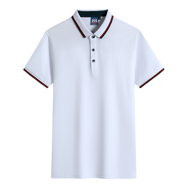 9918男款-190克40S-50%棉+50%桑蚕丝纤维｜条纹（古X驰风尚）-7色 白色 Polo衫 企业团购定制 paidai