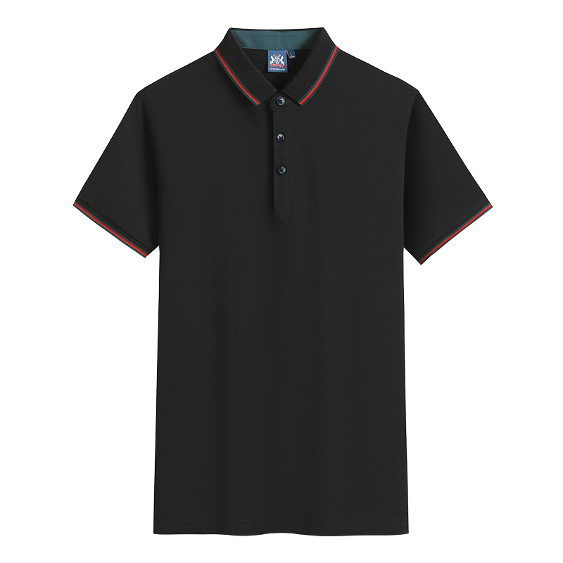 9918男款-190克40S-50%棉+50%桑蚕丝纤维｜条纹（古X驰风尚）-7色 黑色 Polo衫 企业团购定制 paidai