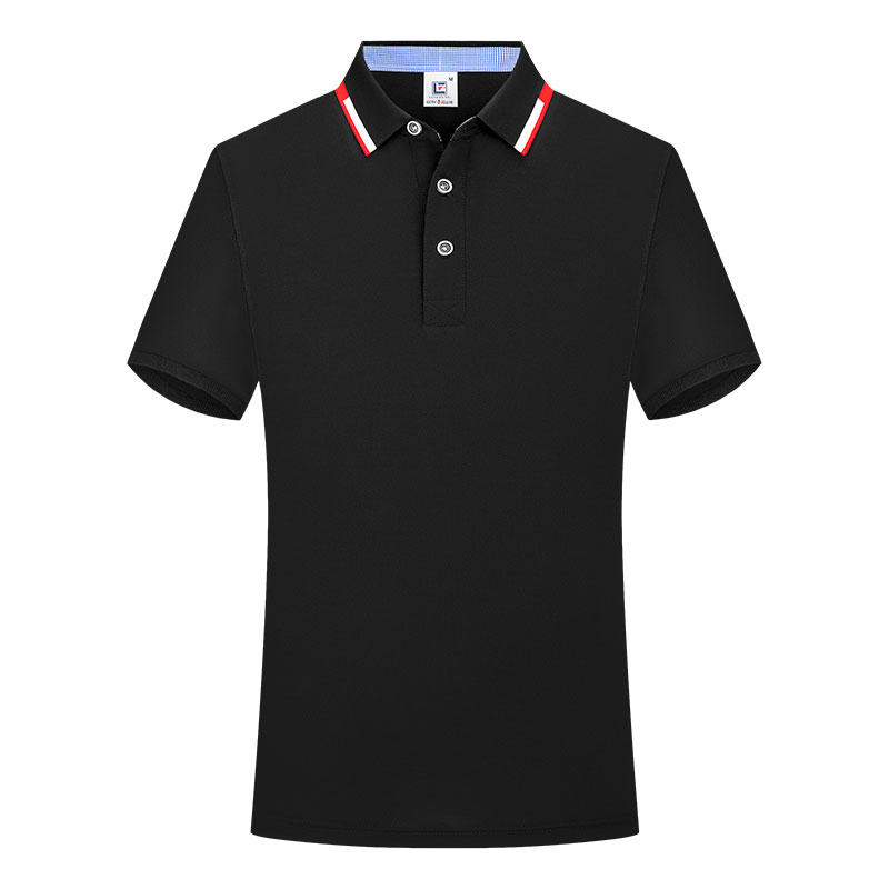 603男女同款-195克40S-100%冰丝｜撞色-9色 黑色 Polo衫 企业团购定制 paidai