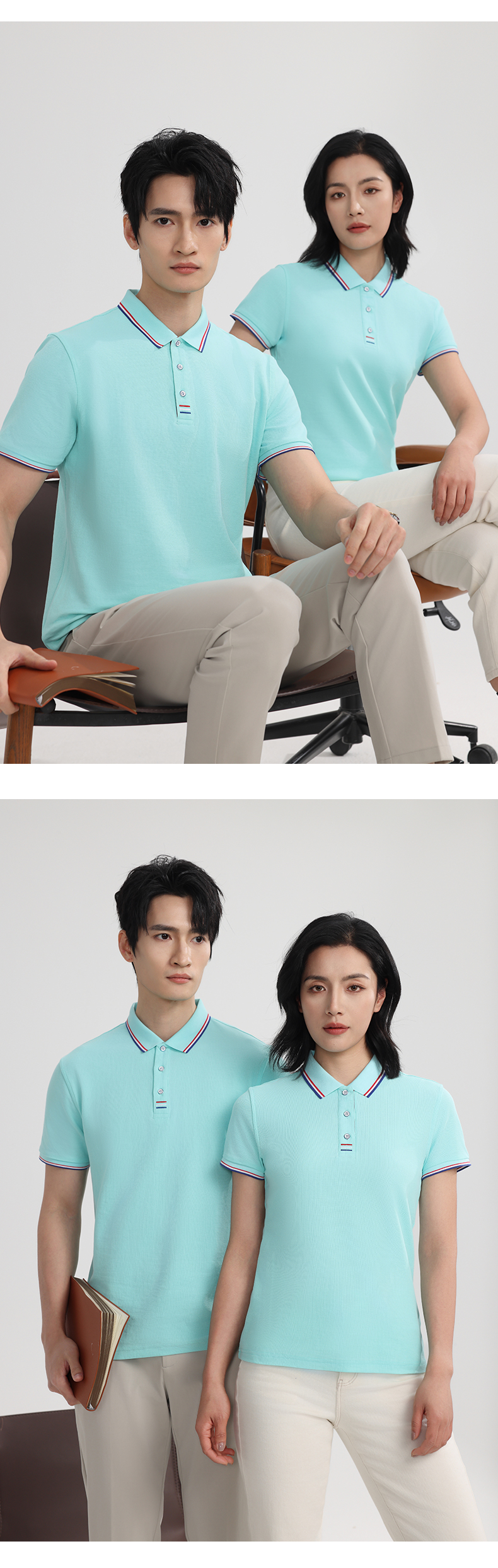 9908女款-220克40S-80%棉+20%纤维|条纹(Tommy风格)-9色 Polo衫 细节展示 启虎
