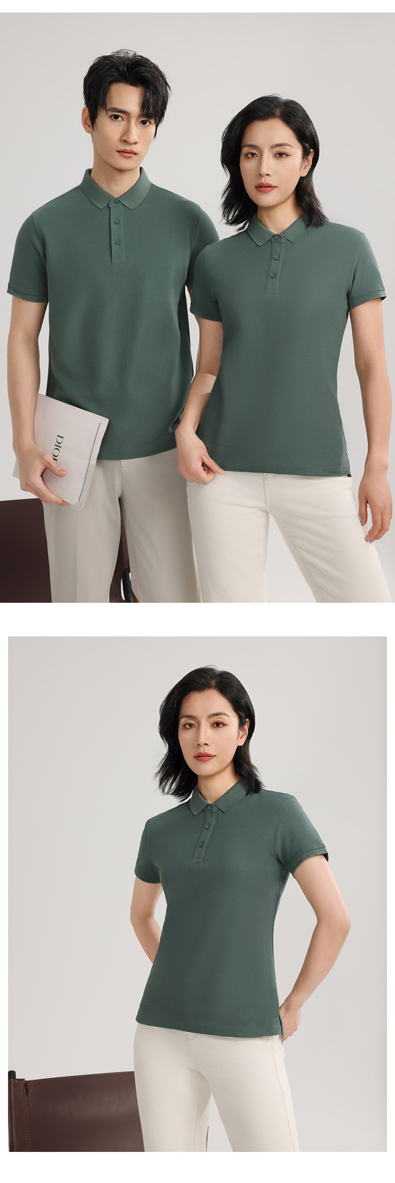 S600女款-215克40S-65%棉+35%纤维｜纯色-销量第一-13色 Polo衫 细节展示 启虎