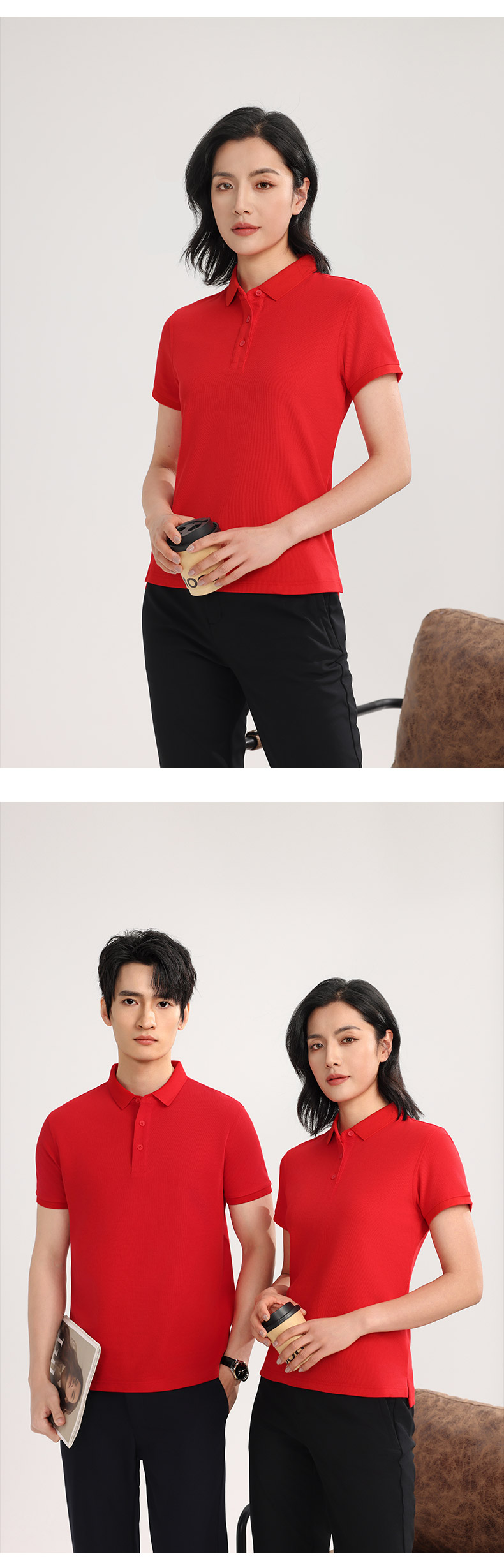 S600女款-215克40S-65%棉+35%纤维｜纯色-销量第一-13色 Polo衫 细节展示 启虎