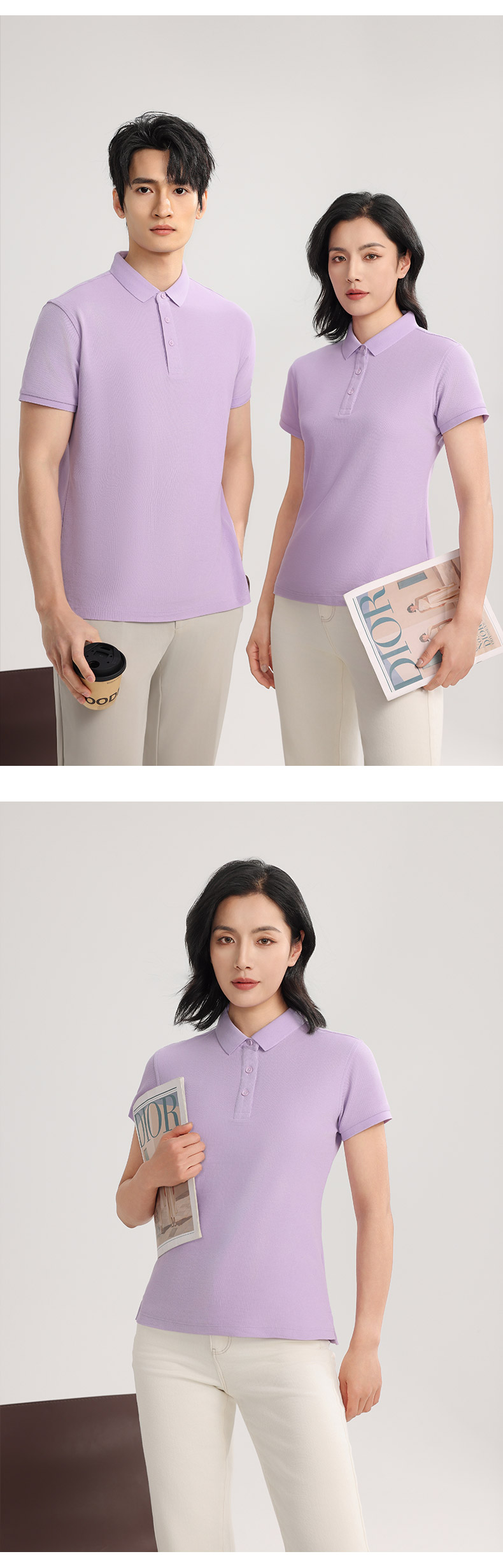 S600女款-215克40S-65%棉+35%纤维｜纯色-销量第一-13色 Polo衫 细节展示 启虎