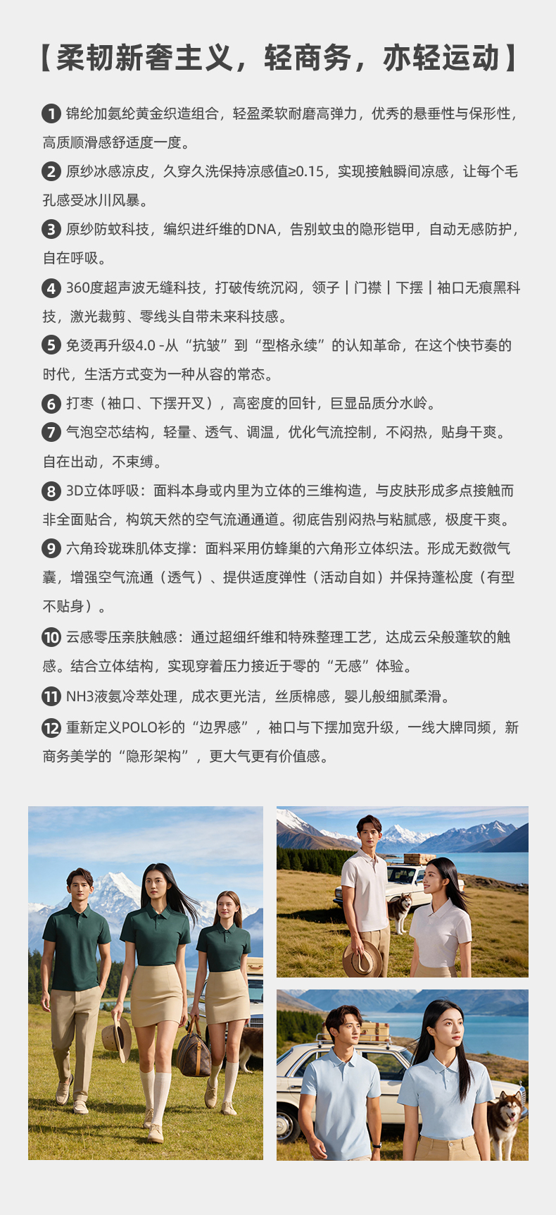 B06-空芯科技3D立体呼吸六角玲珑珠云感零压轻商务轻运动POLO Polo 衫定制 细节展示 第2张